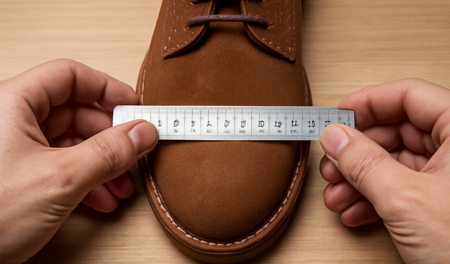 main mesurant largeur chaussure avec reglet