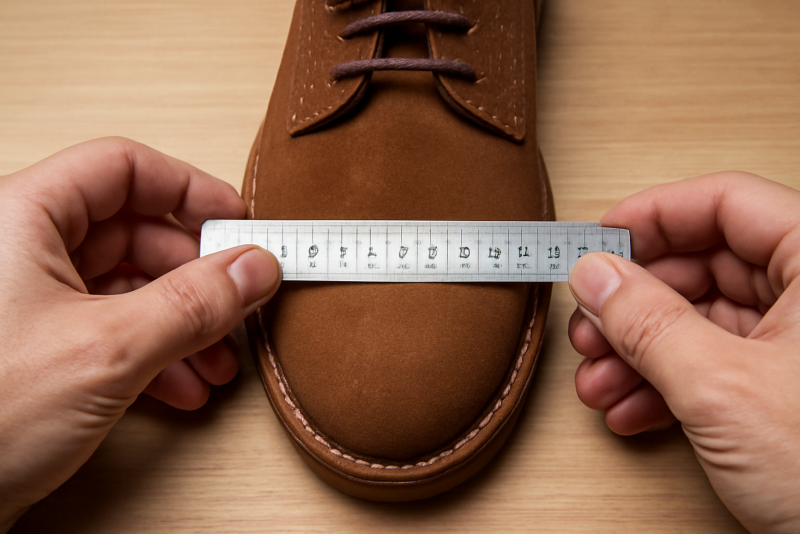 main mesurant largeur chaussure avec reglet