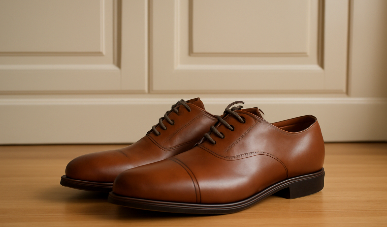 chaussures classiques posees devant placard