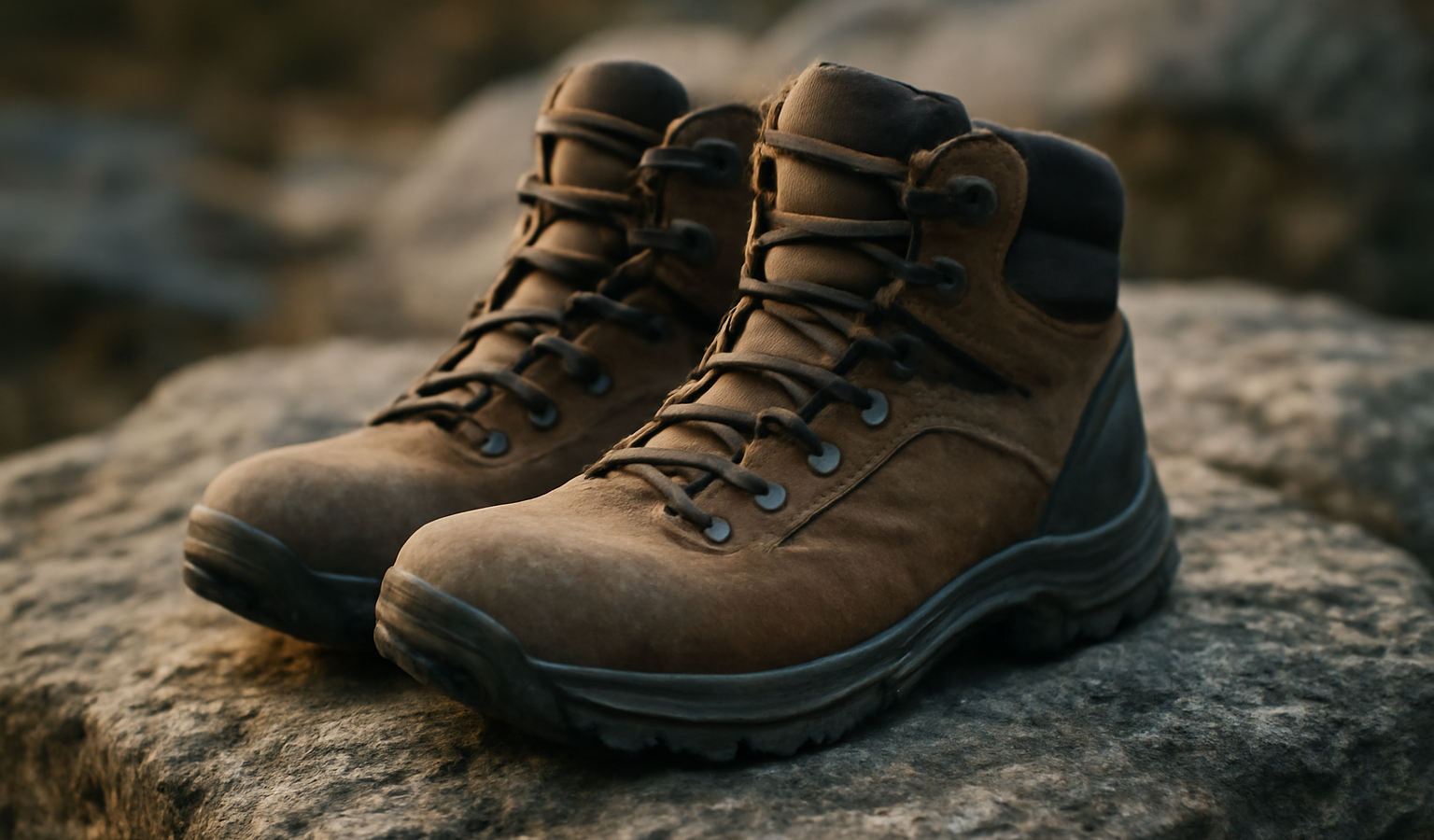 paire de chaussures de randonnée sur rocher