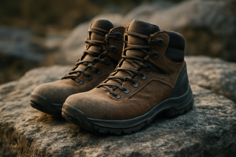paire de chaussures de randonnée sur rocher