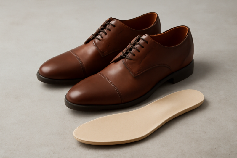 semelles fines moulées posées pres chaussures