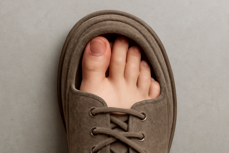 pied avec espace pour orteils dans chaussure