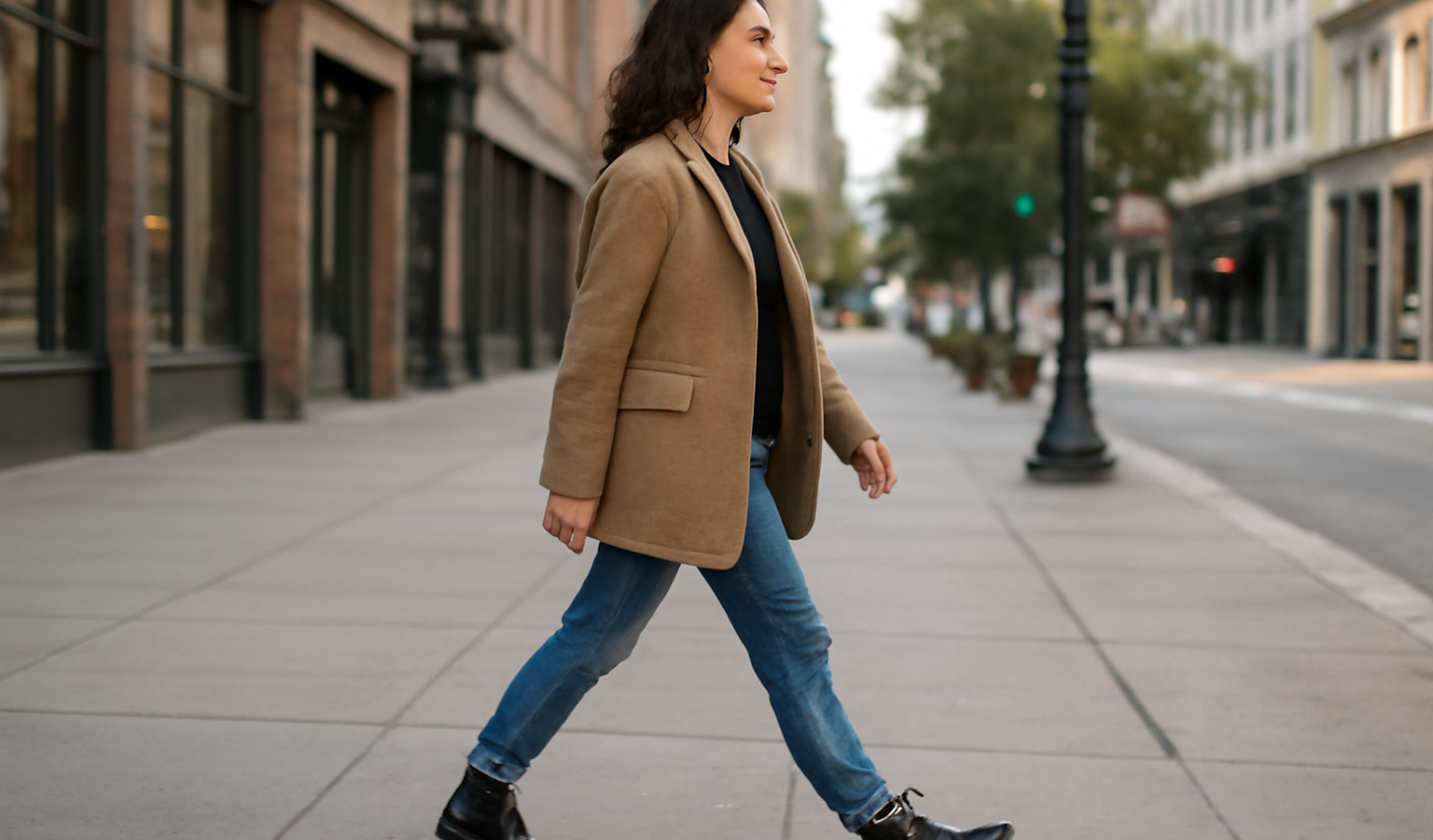 personne marchant sur trottoir en ville