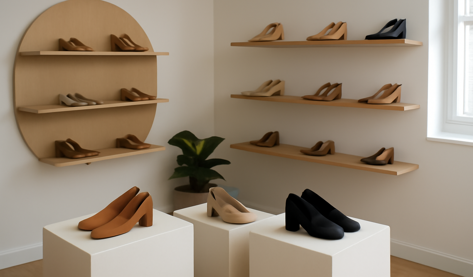 salle d'exposition petite marque créateur chaussures