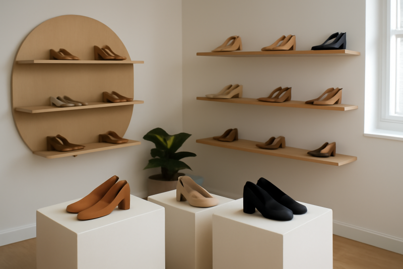 salle d'exposition petite marque créateur chaussures