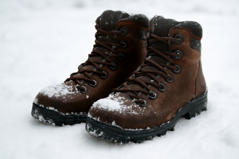 paire de bottes de randonnée dans la neige