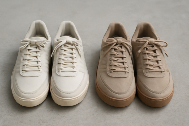 deux paires de baskets posées cote a cote