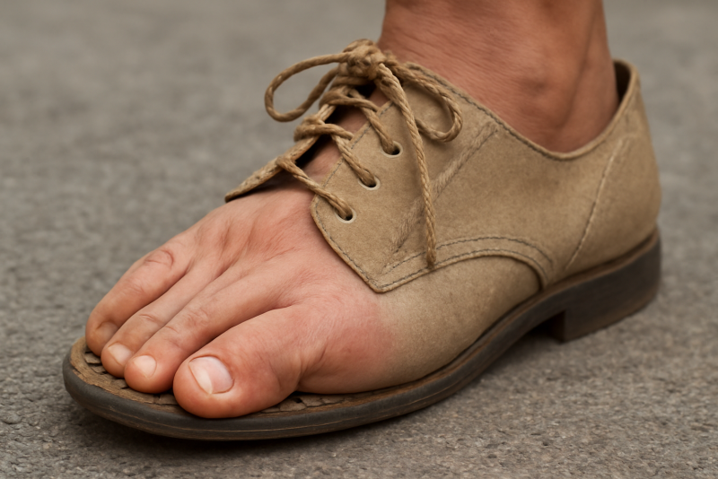 pied serré dans chaussure trop étroite