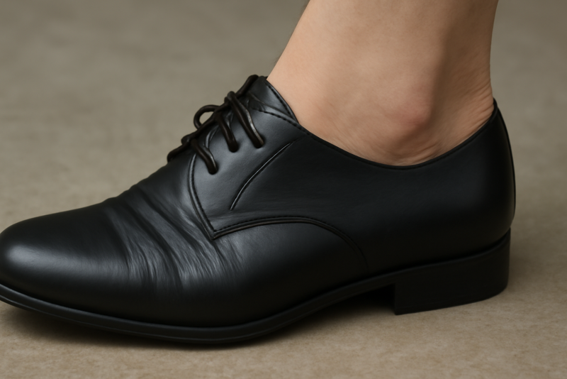 pied serré dans une chaussure étroite