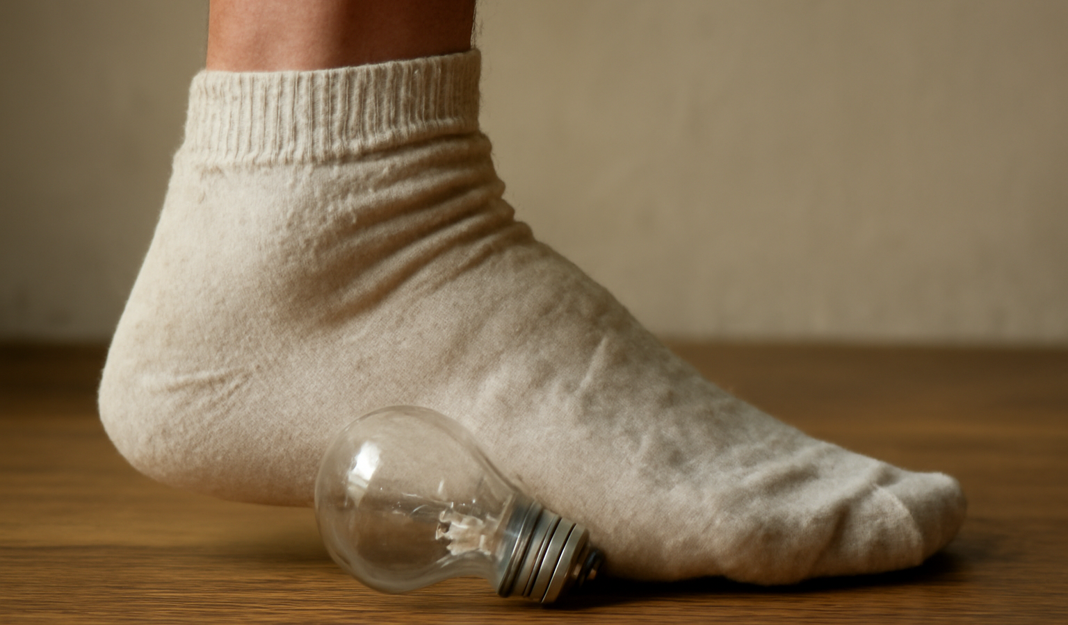 pied avec ampoule et chaussette froissée