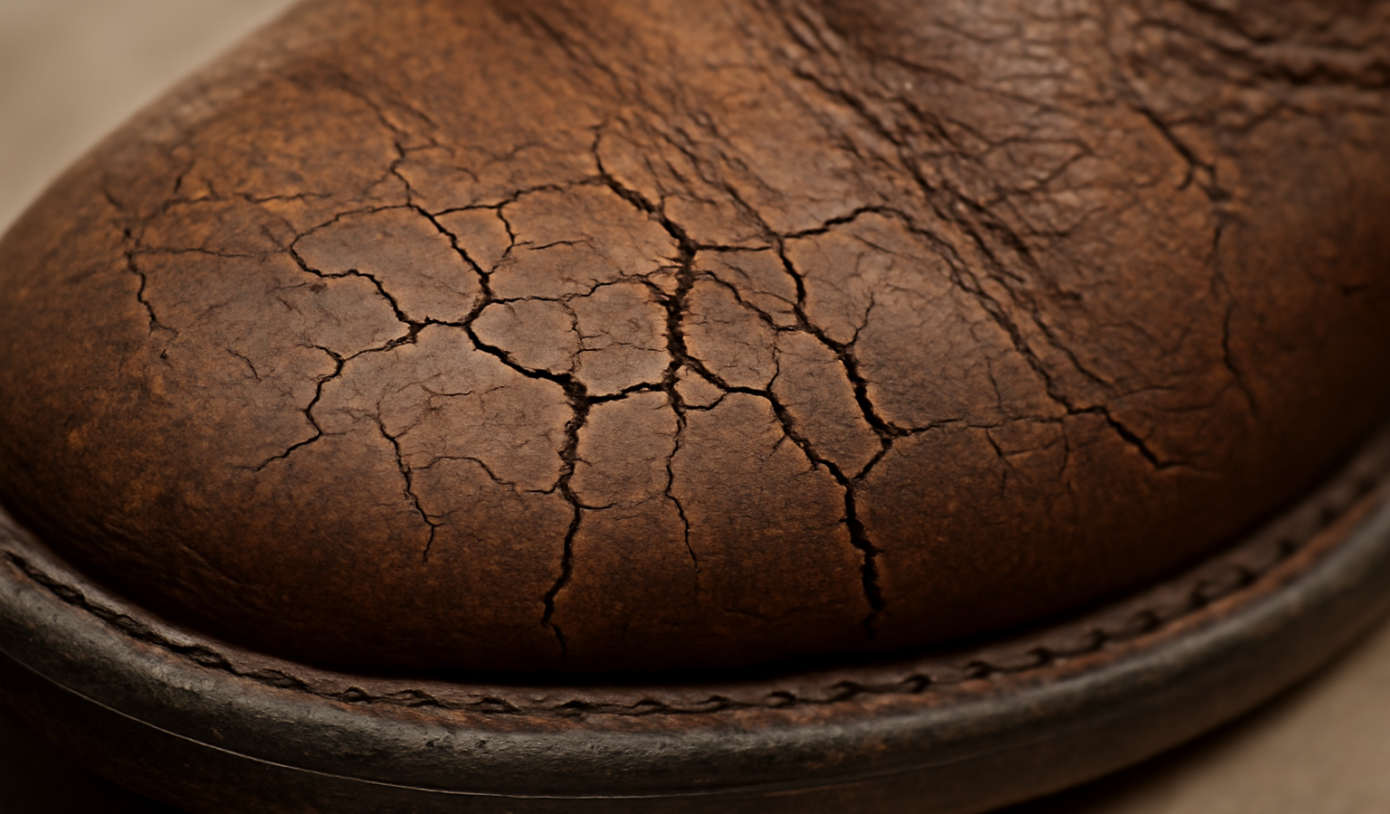 gros plan cuir fissure sur chaussure