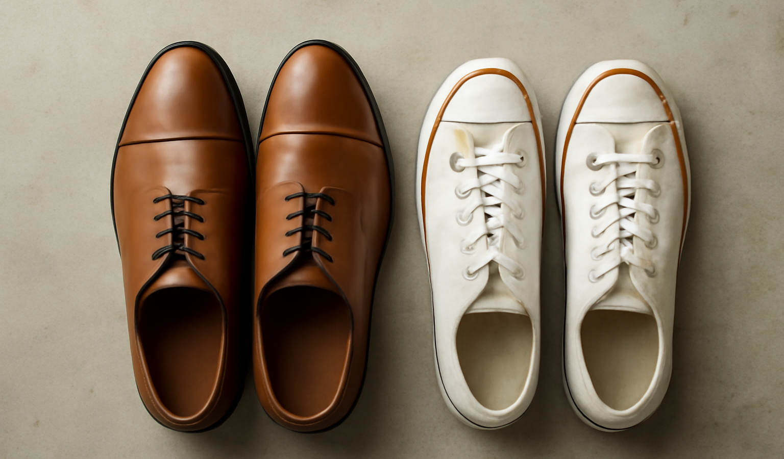 deux styles de chaussures côte à côte sur sol