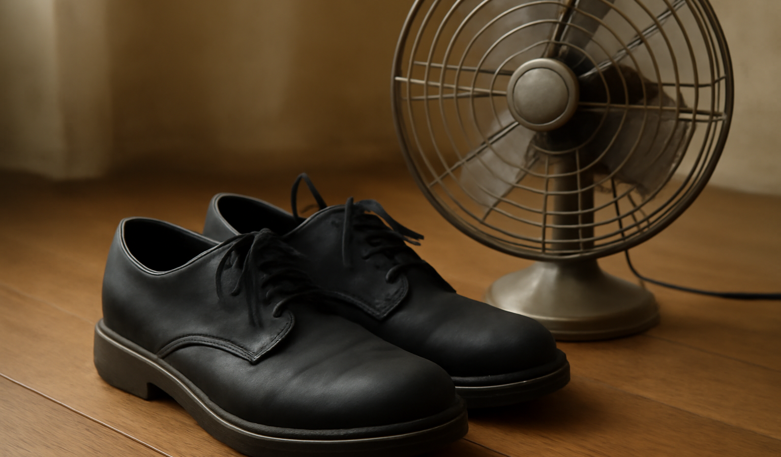 chaussures posées près d'un ventilateur naturel