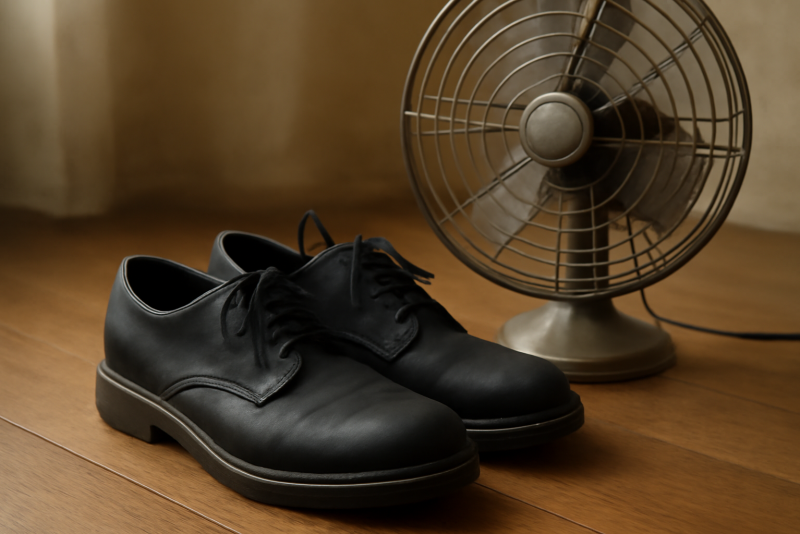 chaussures posées près d'un ventilateur naturel