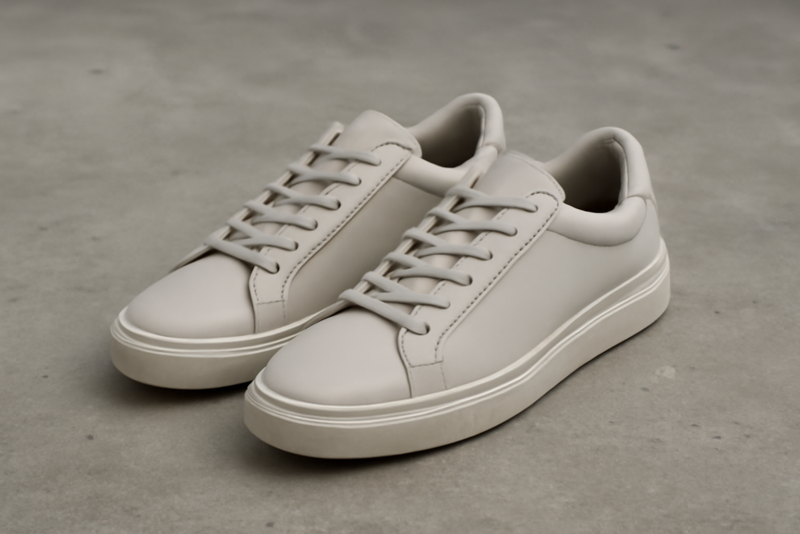 paire de sneakers sobres sur sol beton