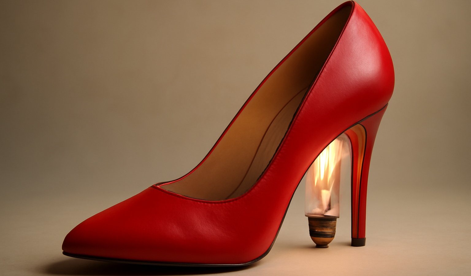 talon rouge avec ampoule visible dans chaussure