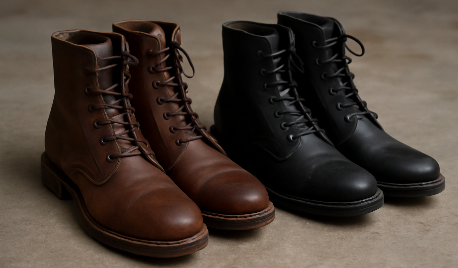 deux paires de bottes cote a cote