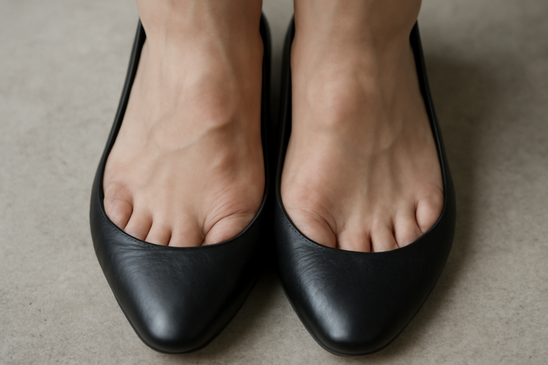 pieds avec orteils serres dans chaussure etroite