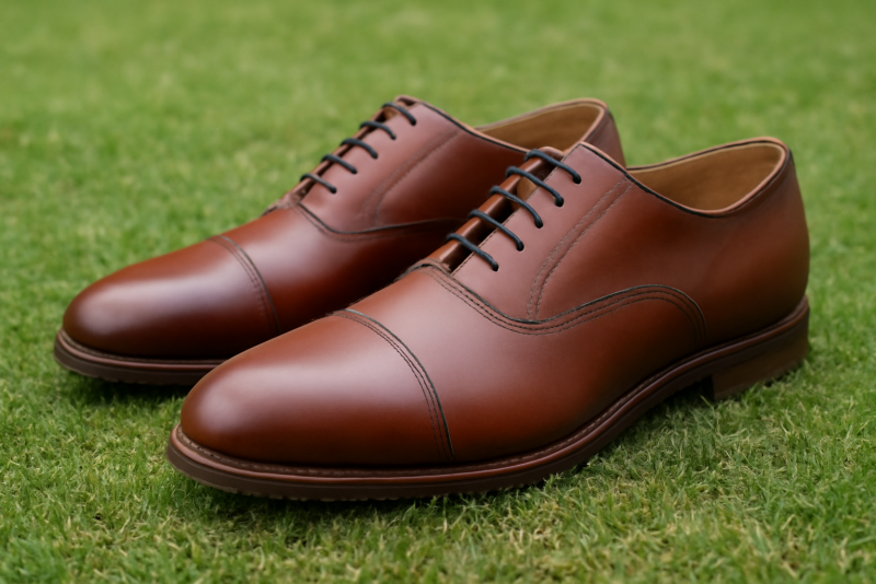 chaussures habillees posees sur pelouse