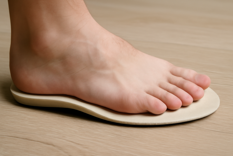 pied posé sur semelle orthopedique