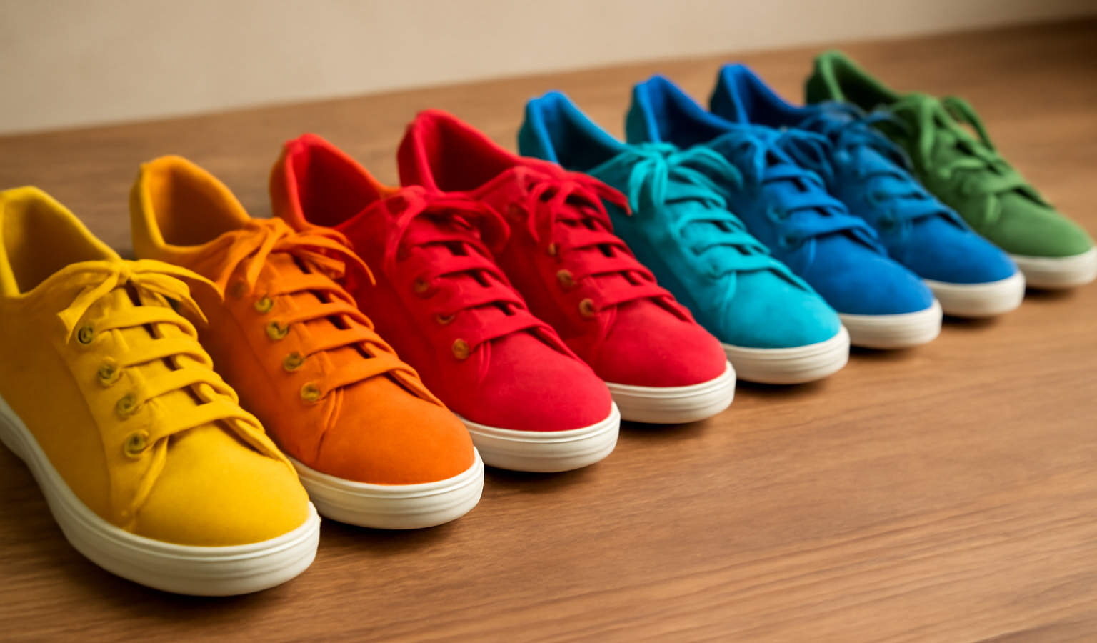 rangée de chaussures aux couleurs vives