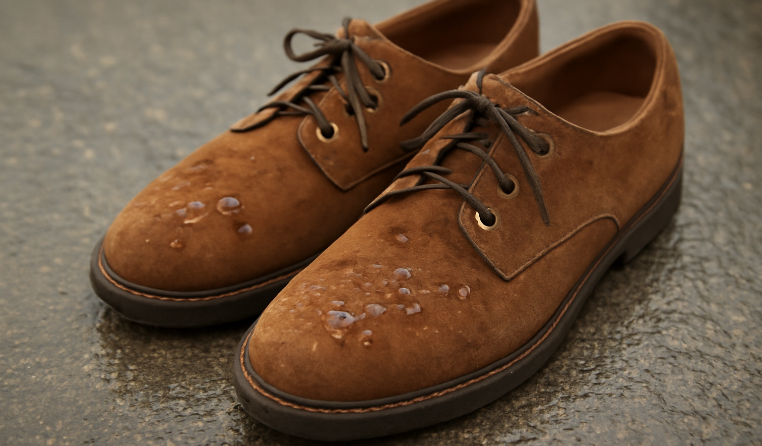 chaussures en daim avec traces humides