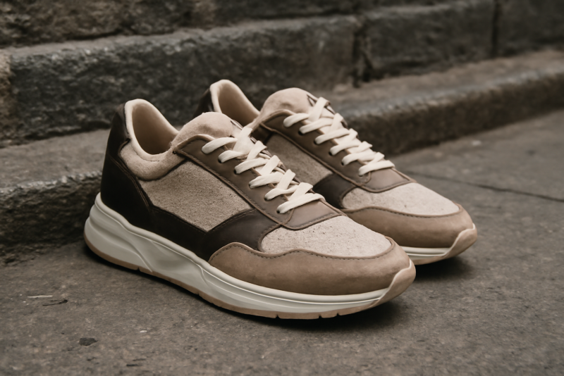 chaussures de créateur posées sur fond urbain