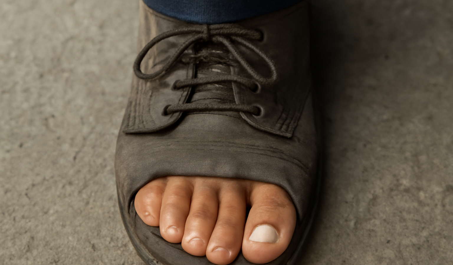 pied avec orteils serres dans chaussure