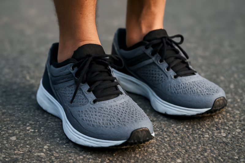 gros plan pieds dans chaussures de course