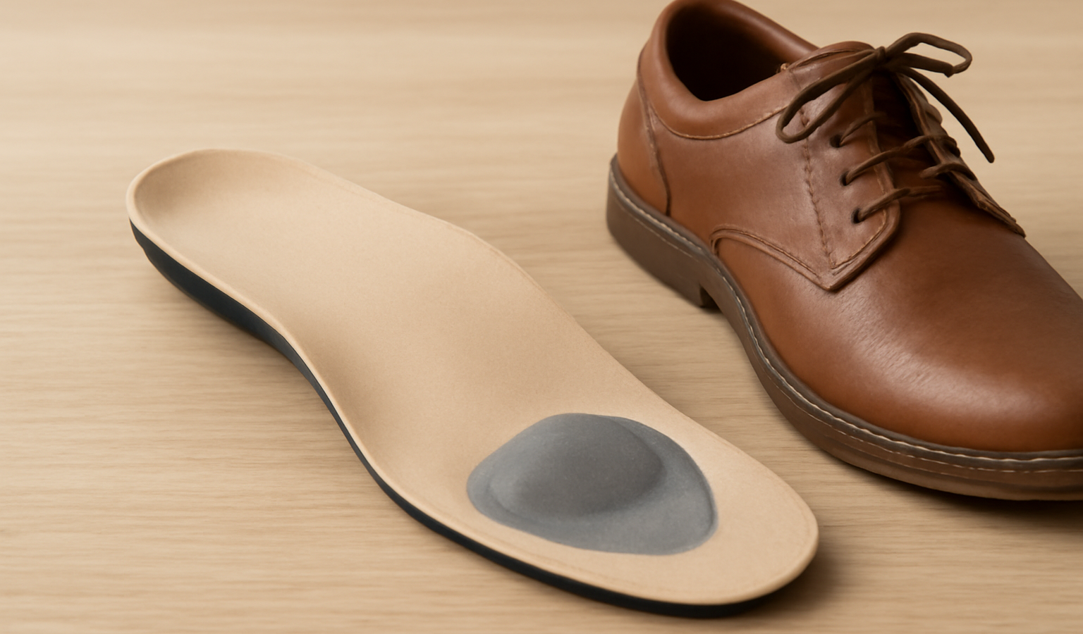 semelle orthopedique exposee a cote d'une chaussure