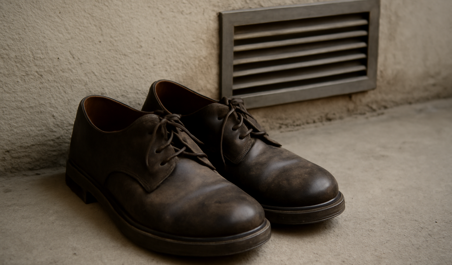 paire de chaussures posée pres d'aeration