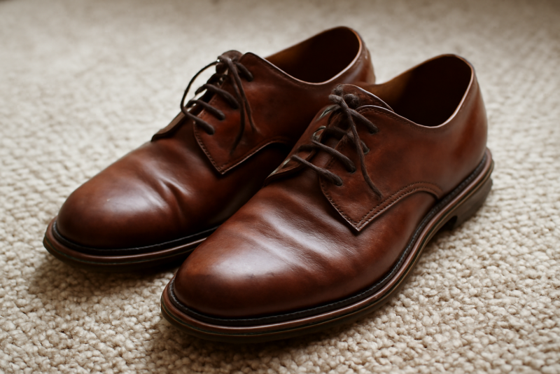 paire de chaussures en cuir sur tapis