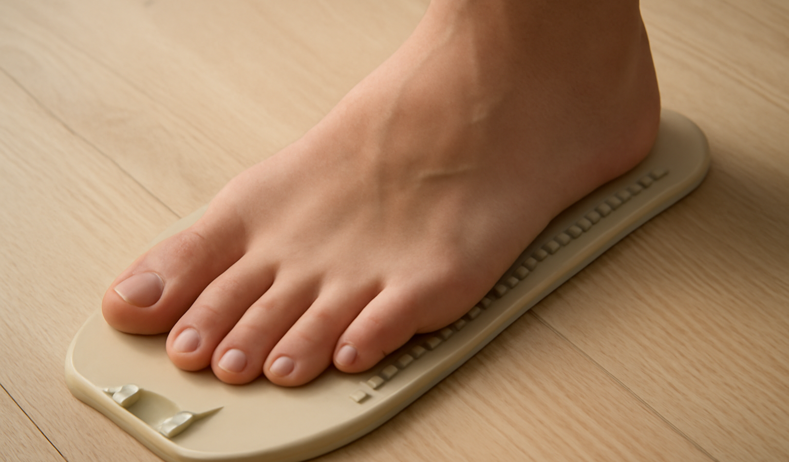 pied posé sur semelle de mesure