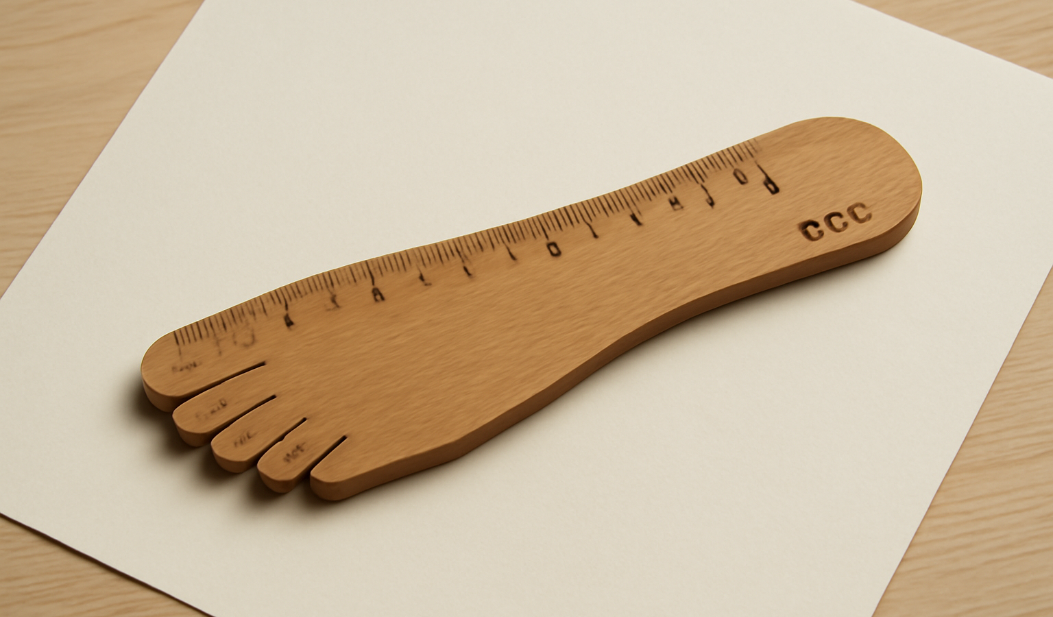 règle de mesure de pied posée sur papier