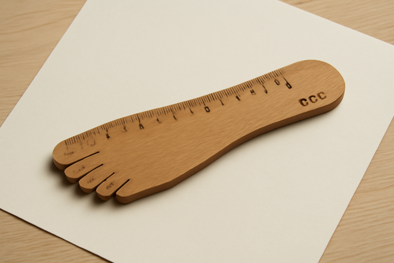 règle de mesure de pied posée sur papier