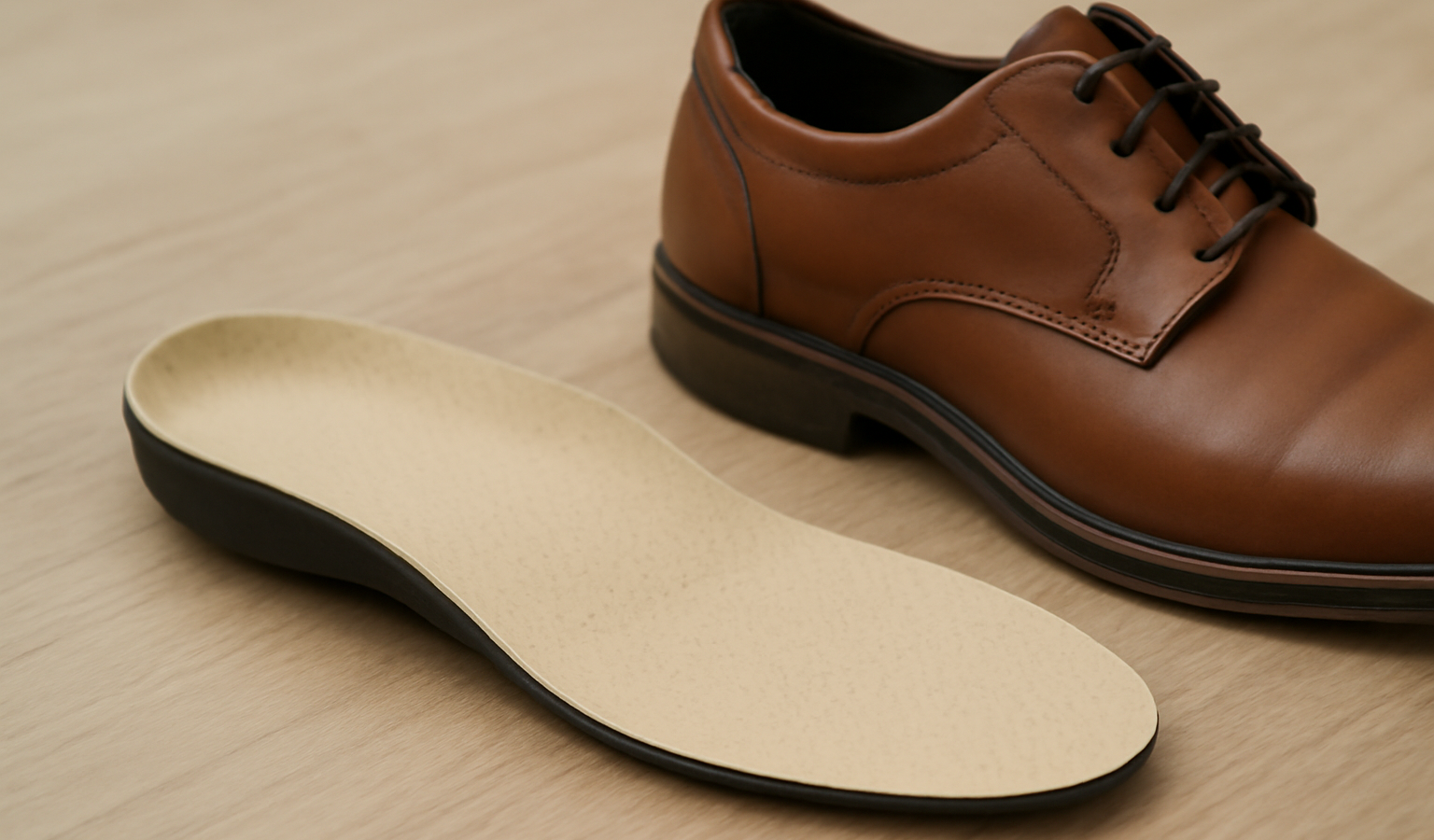 semelle orthopedique posée pres d'une chaussure
