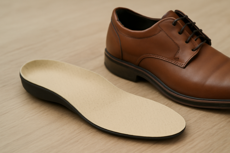 semelle orthopedique posée pres d'une chaussure