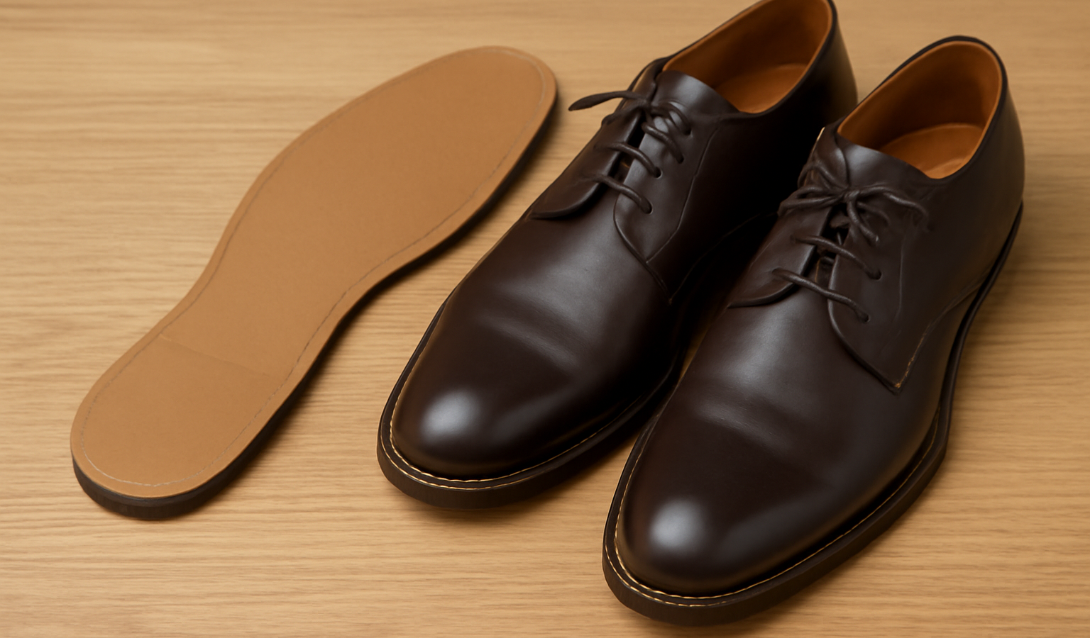 semelles posees a cote de chaussures
