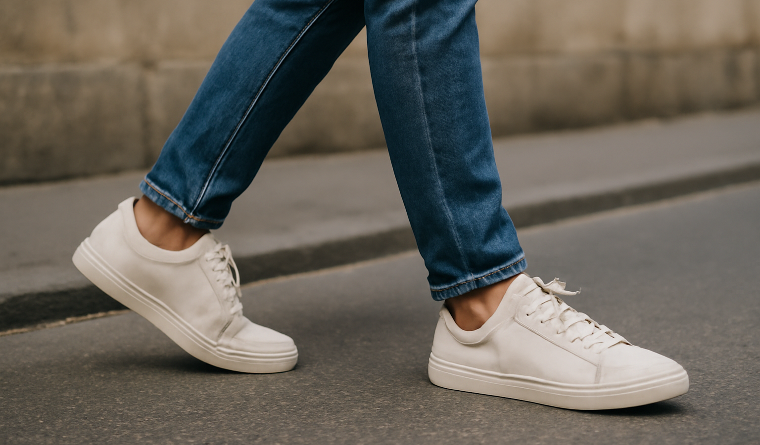 personne marchant longuement avec sneakers