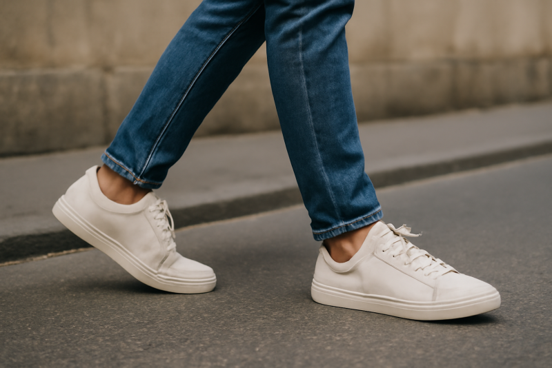 personne marchant longuement avec sneakers