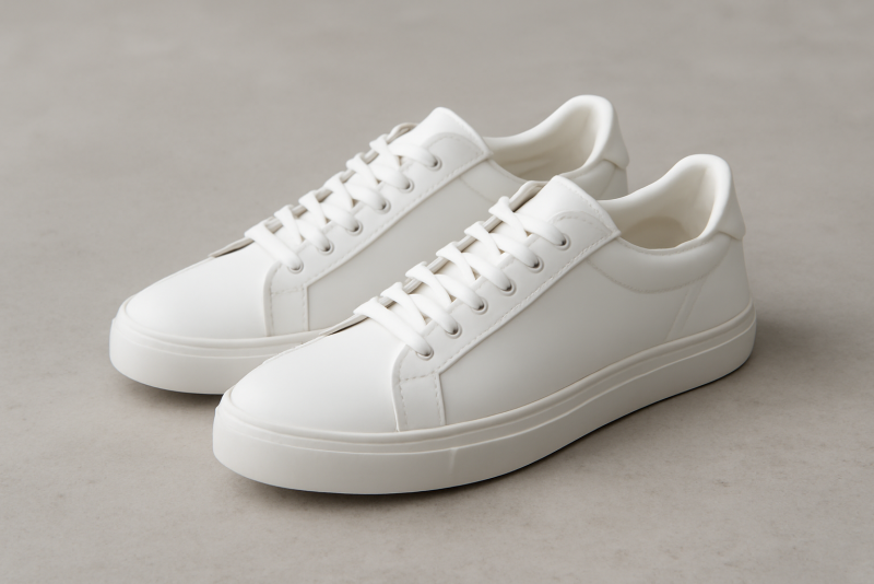 paire de baskets blanches minimalistes posée