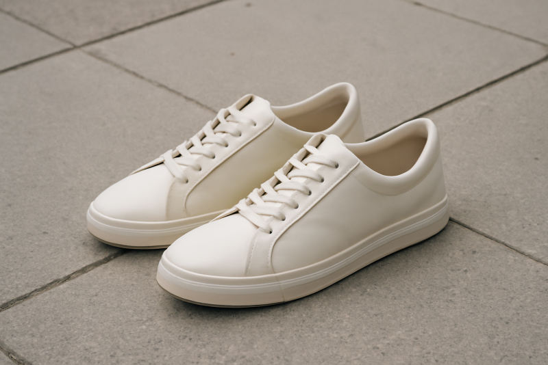 paire de baskets minimalistes sur trottoir