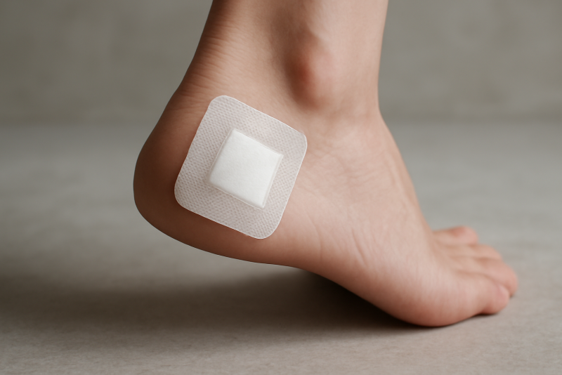 pied avec pansement pres du talon