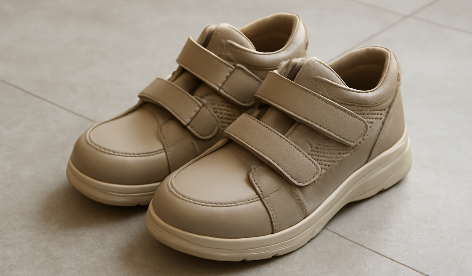 paire de chaussures orthopediques posée sur sol