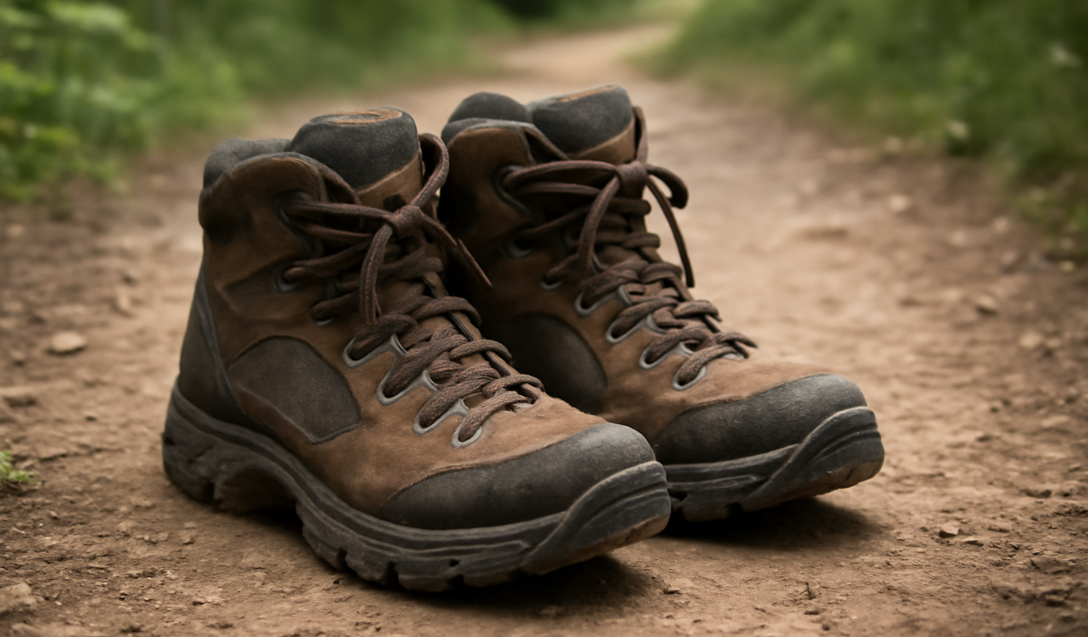 paire de chaussures de randonnée sur sentier