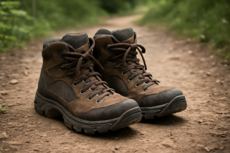 paire de chaussures de randonnée sur sentier