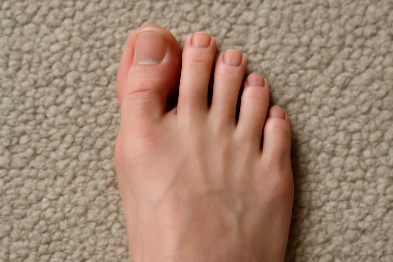 pied posé sur tapis montrant orteils