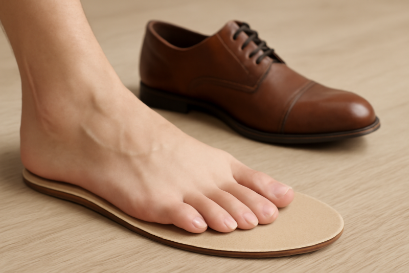 pied avec semelle orthopedique devant chaussures