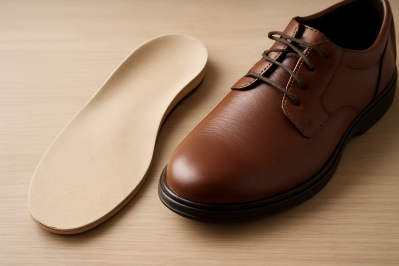 semelle corrective posee a cote de chaussure